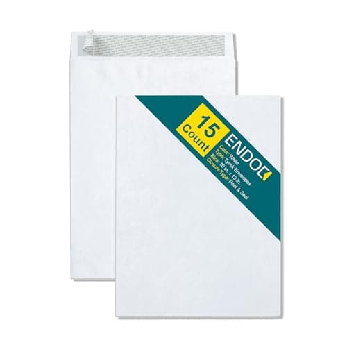 Image of Tyvek Envelopes - Heavy Duty Professional Shipping Mailer w/Rip-Resistant EnDoc Tyvek Construction & Easy Self Seal Closure - White - Bulk Pack of 20-10x13