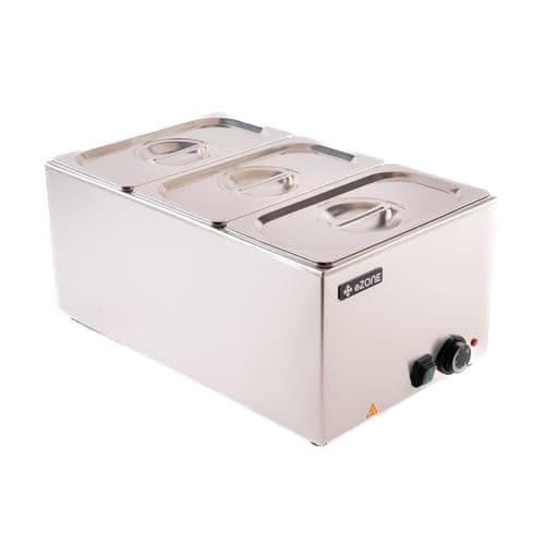 Image of eZone Electric Bain Marie G8700 + 3x 1/3GN Pan & Lid Wet Heat Food Warmer 1.2kW