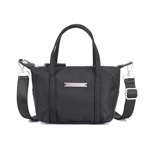 Image of NEICOA Mini Tote Bag for Women,Small Crossbody Bags with Zipper,Lightweight Nylon Purse for Daily Use, Black, XS