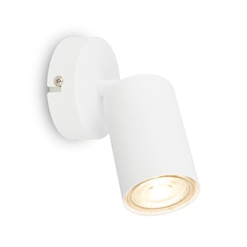 Image of BRILONER - Wall Light, Adjustable Spotlight for Wall or Ceiling, GU10 Socket, max 9W, Wall Lamp, Indoor Wall Lights, Bedside Wall Lamp, Living Room, Bedroom, LED Wall Light, 8x15.5 cm, White