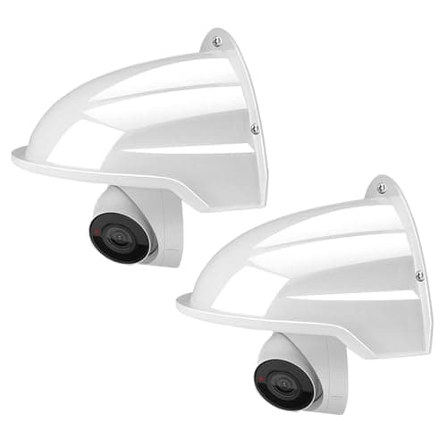 Image of JOYNANO Universal Security Camera Cover Sun & Rain Shield – Weatherproof Protective Roof for Dome/Bullet Outdoor Cameras, Doorbells and More (2x White)
