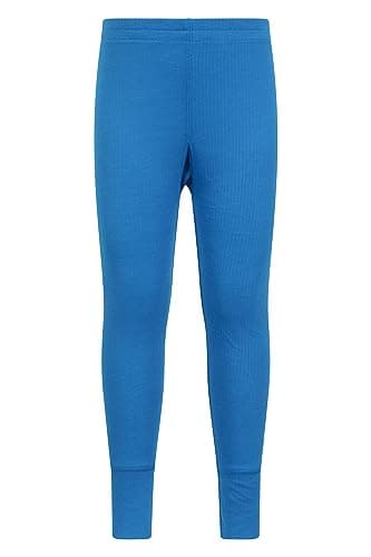 Image of Mountain Warehouse Talus Kids Base Layer Thermal Pants - Moisture Wicking, Lightweight & Quick Drying Leggings, Boys & Girls - Spring Summer, Outdoors, Travelling Cobalt Kids Size 5-6 Years