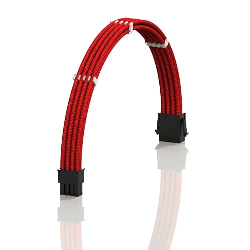 Image of LINKUP - AVA 30cm EPS 8 Pin (4+4) CPU ATX Motherboard PSU Power Supply Braided Sleeved Custom Mod PC Extension Cable w/Combs | Strong & Stiff Design | Single Pack | 300mm - Red