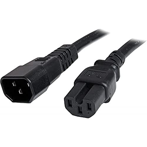 Image of StarTech.com 6 ft 14 AWG Computer Power Cord - IEC C14 to IEC C15 - power cables (C14 coupler, C15 coupler, Black, Polyvinyl chloride (PVC))