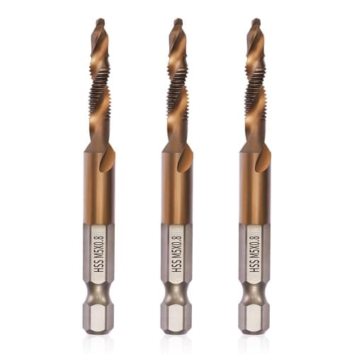 Image of WojBear 3 Pcs M5 Tap Set, Made of 6542 HSS with Cobalt Coating, Suitable for Aluminum Plates, Low and medium carbon steel