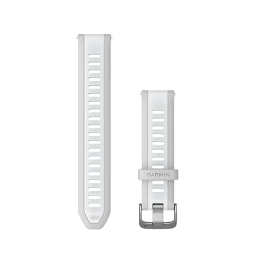Image of Garmin Quick Release Bands (20mm), suitable for selected Forerunner-,Venu-, vívomove-,vívoactive and Approach smartwatch series, Original accessory, Silicone, Mist Grey/Whitestone with Silver Hardware