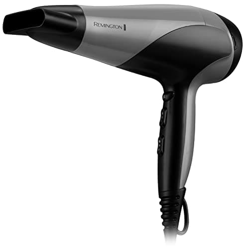 Image of Remington Ionic Dry Hair Dryer 2200 - Hairdryer with Diffuser and Concentrator, 3 Heat 2 Speed Settings, Cool Shot, D3190S Silver