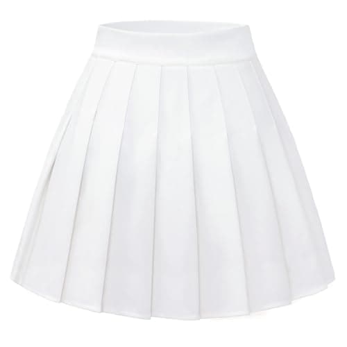 Image of Timormode Pleated Skirt for Women Short High Waist Skirt Tennis School Skirt TMBZQ09 White M