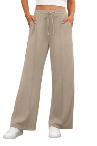 Image of PrinStory Yoga Pants for Women Stretchy Office Work Trousers Elasticated Waist Ladies Straight Leg Pull On Trousers with Pockets (Coffee Grey, L)