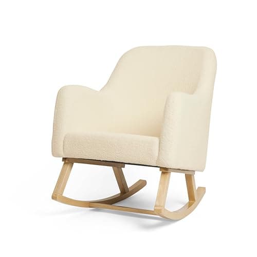 Image of Ickle Bubba Roxby Nursery Rocking Chair – Cosy Borg Fleece Armchair with Gentle Rocking Motion, High Back Support & Stylish Wooden Base, Lightweight & Easy to Move (Cloud)