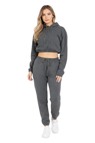 Image of Bahob® Women’s Sportswear Set, 2 Pcs Women Tracksuit Hoodie Crop Top and Joggings Pants Leggings Yoga Gym Wear Tracksuits Activewear Set XS to XL (Medium, WCTS-103-E)