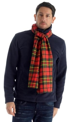 Image of Adore Super Soft, Cosy and Warm Tartan Check Fleece Scarf Scarves with Tassles (RED)