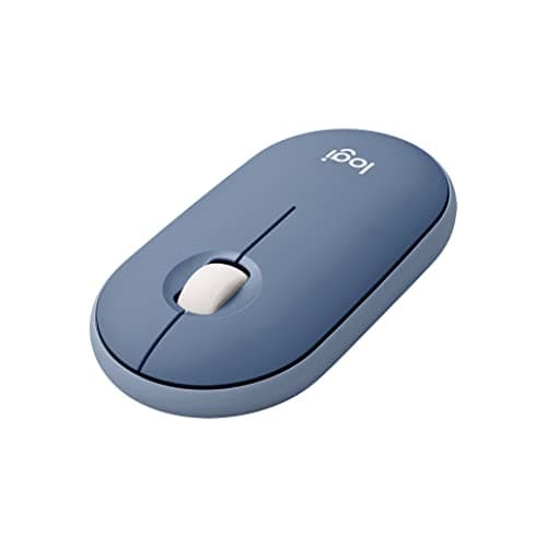 Image of Logitech Pebble Wireless Mouse with Bluetooth or 2.4 GHz Receiver, Silent, Slim Computer Mouse with Quiet Clicks For Laptop, Notebook, iPad, PC and Mac - Blueberry