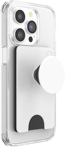 Image of PopSockets Phone Wallet with Expanding Kickstand, Phone Card Holder - White