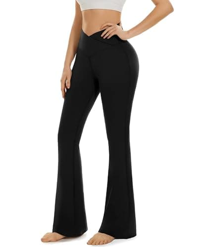 Image of BLONGW Flared Yoga Pants for Women High Waisted Bootcut Leggings with Pockets – Soft Stretchy Black Trousers for Gym, Lounge & Everyday Comfort Gift for Women