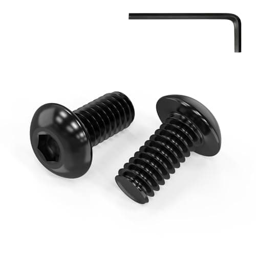 Image of Zynthor 50Pcs M4 Bolts, M4 x 8mm Button Head Socket Cap Bolts Screws, Allen Hex Drive, Carbon Steel, Black Oxide, with Hex Spanner
