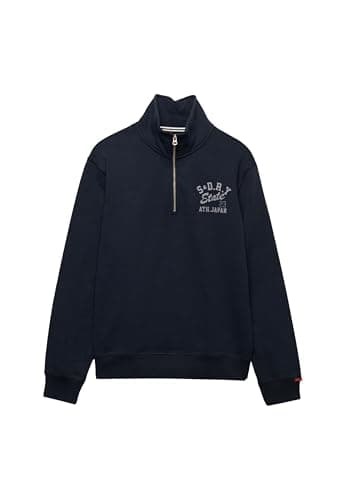 Image of Superdry Men's Athletic Ess Half Zip Sweater, Eclipse Navy, 3XL