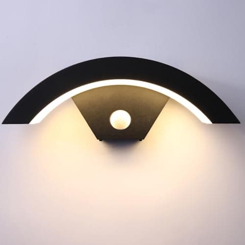 Image of Ankey LED Outdoor Wall Light with Motion Sensor, Waterproof IP65 Aluminum Lamp 12W Warm White 3000K Mains Powered Outside Light for Doorway Garden Terrace Stairs