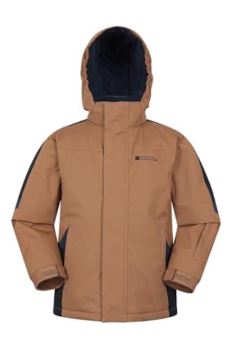Image of Mountain Warehouse Raptor Kids Ski Jacket - Snowproof, Fleece Lined Snow Coat with Hood - Boys and Girls Winter Warm Skiing, Snowboarding & Outdoors Tan Teen Size 13 Years