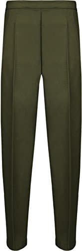 Image of WearAll Ladies Elasticated Pocket Trousers Womens Pants Dark Green 12W / 25L