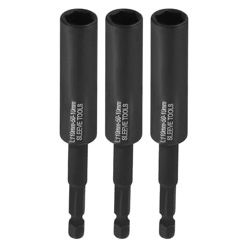 Image of sourcing map 3pcs Nut Driver Drill Bit 10mm Metric Deep Socket 1/4" Hex Shank 4.3" (110mm) Extra Long 6-Point Sockets Quick Change CR-V Steel Bolt Setters for Power Drill Drivers