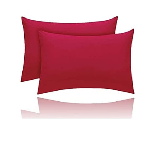 Image of Kanak Pillowcase 2 pack Polycotton Pillow case cover 50x75cm - Red Plain Dyed Housewife Pillowcases with Envelope Closure