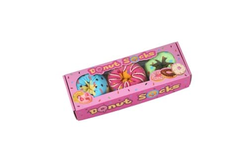 Image of Funny Donut Socks Box -Funny Gifts for Women Mum Teenage Girls-Fun Novelty Funky Cute Food Silly Cotton Crazy Socks Mothers Day Easter Valentines Christmas Birthday Gifts Stocking Fillers-3 pairs