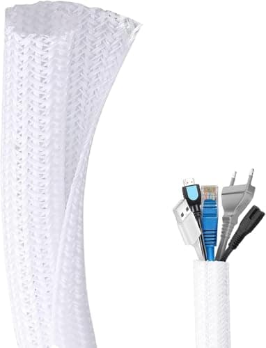 Image of Flintronic 10ft - 1 inch Cord Protector, Wire Loom Tubing, Cable Sleeve Split Sleeving, Cable Tidy Sleeve, Protect Pets From Chewing Cords For USB Cable Power Cord Audio Video Cable for Home,Office