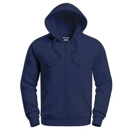 Image of Plain Zipper Hoodie Hooded Top Unisex Mens Ladies Hooded Sweatshirts Navy