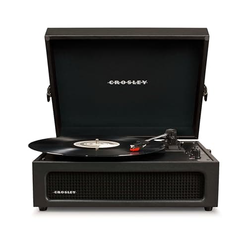 Image of Crosley Voyager Portable Turntable - Bluetooth Record Player, 3-Speed Suitcase Vinyl Player, Home Turntables for Vinyl Records, Built in Stereo Speakers & Bluetooth Receiver, AUX Input, Black