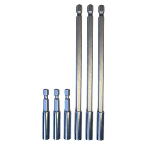 Image of 6 Pack of 60mm & 150mm Long Magnetic Drill Bit Holder for Impact Driver Drill Screwdriver fits Milwaukee Dewalt Bosch WERA etc. 1/4" Hex Extension Bars