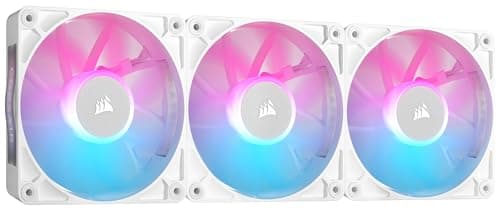 Image of Corsair iCUE LINK RX120 RGB 120mm PWM Fans with iCUE LINK System Hub - Magnetic Dome Bearing - Triple Pack - White