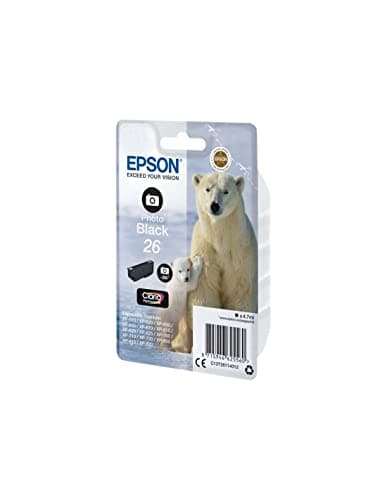 Image of Epson 26 Polar Bear Photo Black Genuine, Claria Premium Ink Cartridge, Standard Capacity