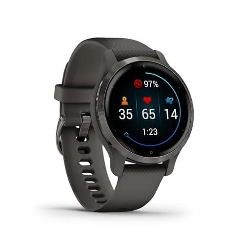 Image of Garmin Venu 2S Smaller-sized GPS smartwatch with all-day health monitoring, Slate Bezel with Graphite Case and Silicone Band (Renewed)