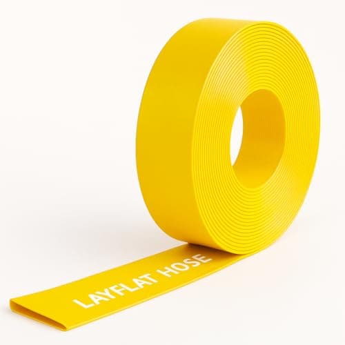 Image of 25 Metre (82.0ft) x 25mm (1") Heavy Duty Layflat Water Discharge Hose – Reinforced PVC Flat Hose for Pumps, Irrigation, Pool Emptying & Drainage Yellow