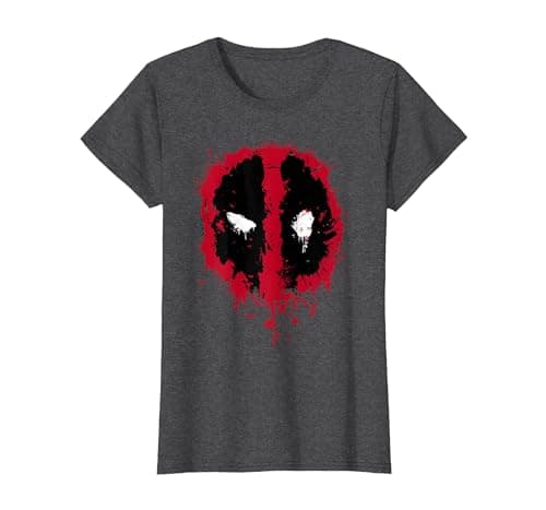 Image of Marvel Deadpool Splatter Icon T-Shirt, Women, Dark Heather Grey, XX-Large