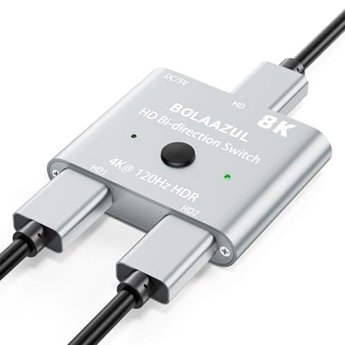 Image of 8K HDMI 2.1 Splitter Switch 2 in 1 out Bidirectional 1 in 2 out, BolAAzuL HDMI Switcher Selector Box 4K 120Hz 8K 60Hz HDMI Hub, Supports 48Gbps, HDR, 3D, for PS5/4 Xbox Blu -Ray Player Roku Monitor