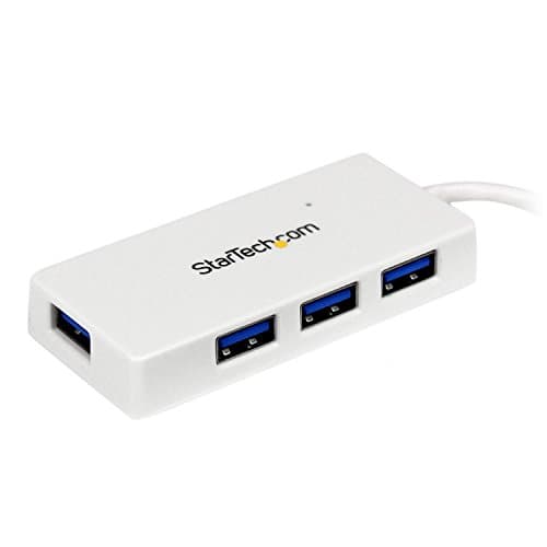Image of StarTech.com 4 Port USB 3.0 Hub - Multi Port USB Hub w/ Built-in Cable - Powered USB 3.0 Extender for Your Laptop - White (ST4300MINU3W)
