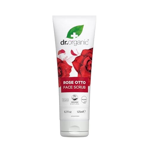 Image of Dr Organic Rose Otto Face Scrub, Exfoliating, Mature Skin, Mens, Womens, Natural, Vegetarian, Cruelty-Free, Paraben & SLS-Free, Organic, Recycled & Recyclable, Organic, 125ml, Packaging may vary