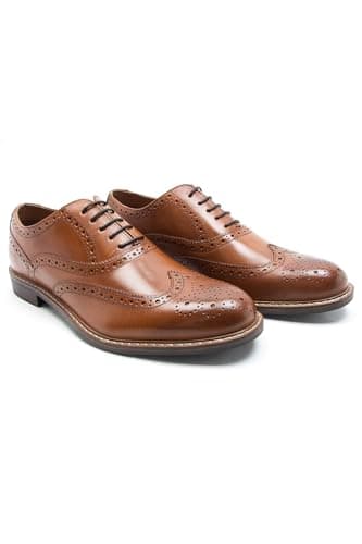 Image of Thomas Crick Men's 'Cardew' Brogue Formal Leather Shoes Tan