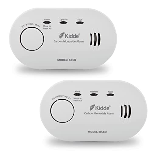 Image of Twin Pack Kidde 5CO Battery Powered Carbon Monoxide Alarm and Detector - 10 Year Sensor Life with AA Batteries