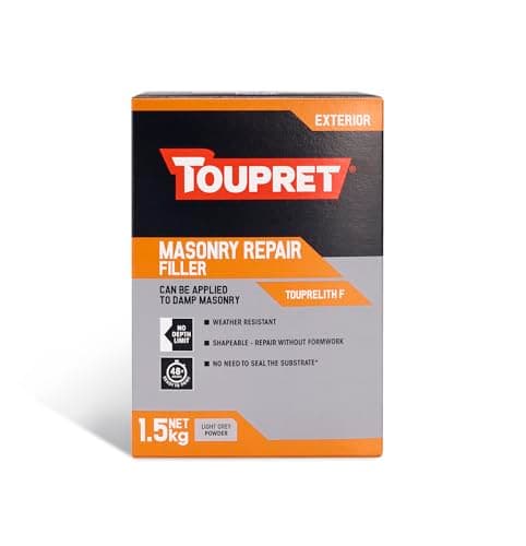 Image of Toupret Masonry Repair Filler - Weather-Resistant Powder Filler for Exterior & Damp Masonry - No Shrink, Shapeable Deep Fills - Paint-Ready in 48‑72 hours - Cement-Based Repair Powder - 1.5kg