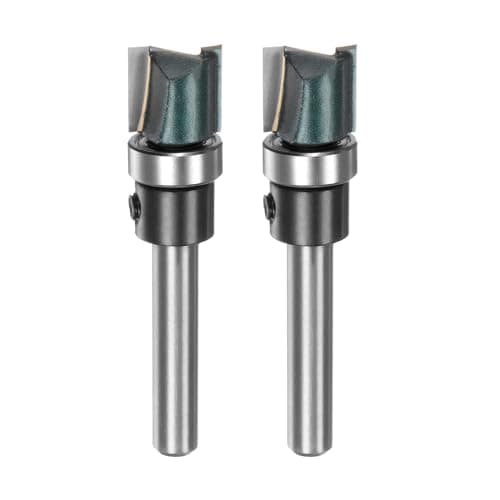 Image of sourcing map 2pcs Pattern Flush Trim Router Bit 1/4" Shank 15/32" Cutting Length 1/2" Cutting Dia with Top Bearings Straight Precise Cutting Woodworking Milling Cutter Tool for Edge Trimming