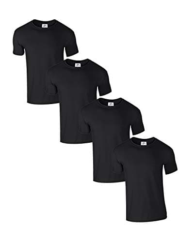 Image of Pack of 4 Premium Crew Neck T-Shirt Plain Regular Fit Short Sleeve 100% Cotton 180gsm 3XL Black
