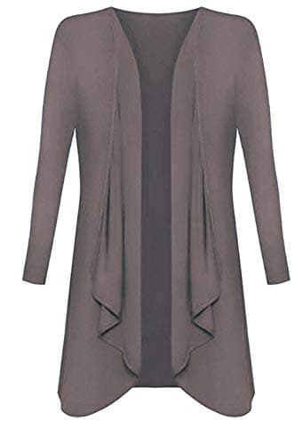 Image of Candid Styles Womens Ladies Plus Size Long Sleeve Waterfall Cardigan Top Duster Coat Jacket, XL 16-18 Plus Size, Mocha