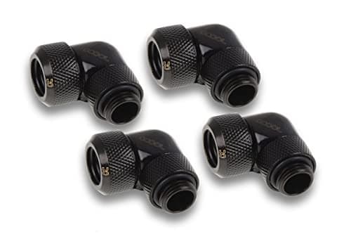 Image of Alphacool Eiszapfen 13 mm HardTube Compression Fitting 90° Rotatable G1/4 for Acryl/Brass Tubes – 4 Pieces Set Deep Black