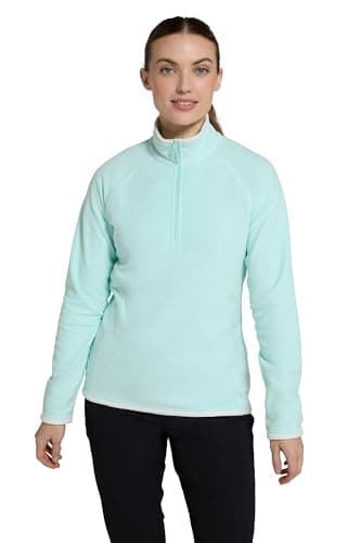 Image of Mountain Warehouse Montana Womens Microfleece - Breathable Ladies Sweater, Quick Drying Pullover, Warm Fleece Jacket, Half Zip - Spring Summer, Travelling Mint - Unicorn Women's Size 14