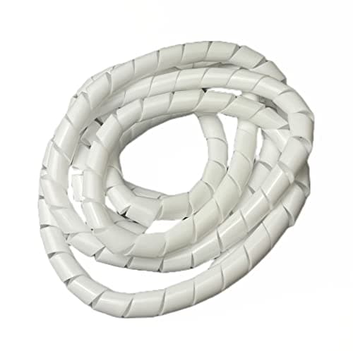 Image of On1shelf Cable Tidy Spiral Wrap White 12mm x 2m Flexible Cable Management Sleeve Wire Organiser Tube for PC TV Desk Gaming Home Office Electrical Cable Protection