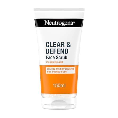 Image of Neutrogena Clear & Defend Facial Scrub (1x 150ml), Oil-Free Face Scrub Suitable for Oily and Spot-Prone Skin, Facial Exfoliator with 2% Salicylic Acid Clinically Proven to Defend Against Breakouts