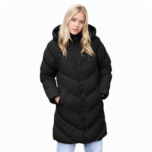 Image of Spindle Girls Black Hooded Puffer Quilted Parka Coat | School Coat Winter Jacket with Hood Black 15-16